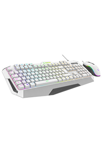 Rampage KM-34 GLARE Beyaz Usb RGB Aydınlatmalı Q 12800 DPI Mouse Gaming Oyuncu Klavye Set