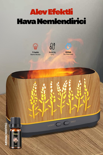 Concord Hava Nemlendirici Alev Efektli Gece Lambası Koku Dağıtıcı Relax Aroma...