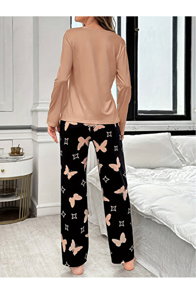 Take Two By Styli Butterfly Graphic Long Sleeve T-Shirt and Pyjama Set