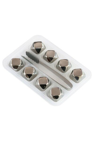 amXea Set de 8 recipiente răcitoare poligonale din oțel inoxidabil, reutilizabile, cu clește și cutie de depozitare