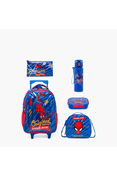 Marvel Spider-Man Print 5-Piece Trolley Backpack Set -16 inches