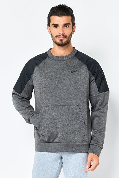 Nike Men Therma Fit Long Sleeve Outdoor Sweatshirt, Heather Grey