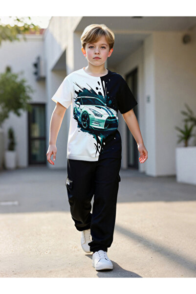 Take Two By Styli Teens Car Graphic T-Shirt and Joggers Set