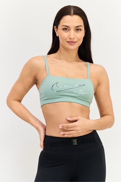Nike Women Brand Logo Padded Training Sport Bra, Slate Green
