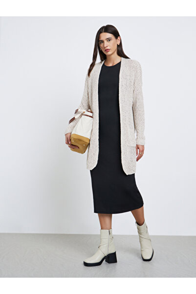 Styli Beige Pocket Detail Knitted Cardigan