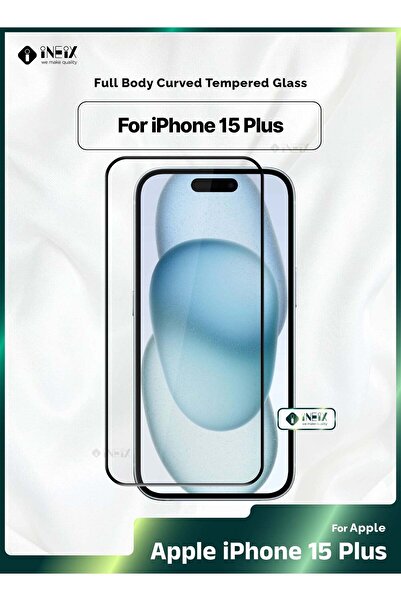 ineix زجاج تيمبي منحني كامل الجسم لهاتف iPhone 15 Plus