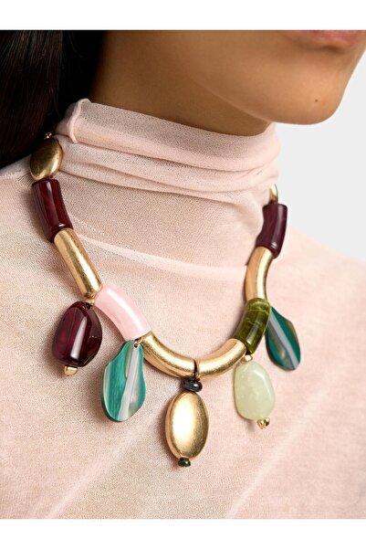 PARFOIS Taş Efektli Charmlı Kısa Kolye