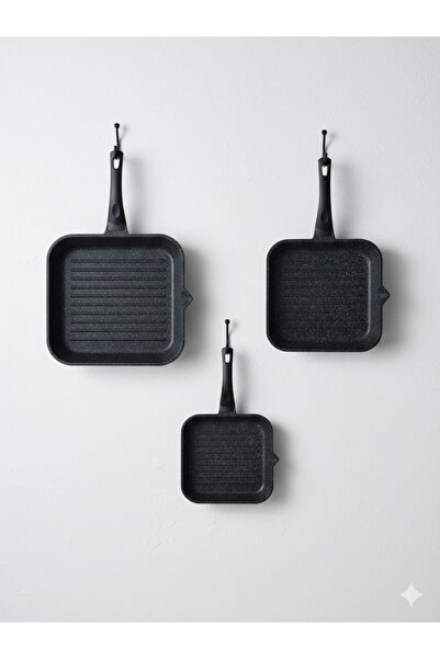 Cem Hitit Black Granite Grill 3-Piece Tava Set 20/24/28 cm