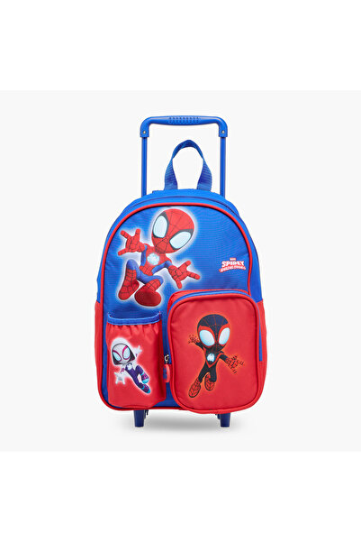 Marvel Spider-Man 3-Piece School Trolley Bag Set for Boys 5-8 Years with Lunch Bag and Pencil Pouch