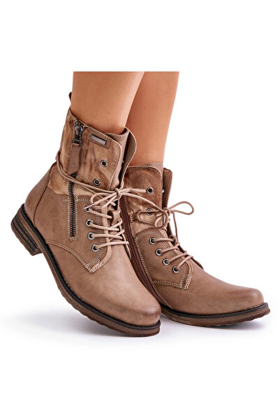 Evento Botine de lucru pentru femei izolate cu fermoar bej închis Liletta 38