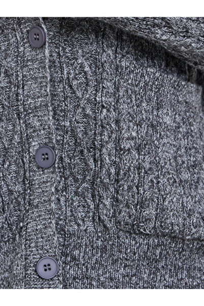 Styli Charcoal Oversized Cable Knit Cardigan