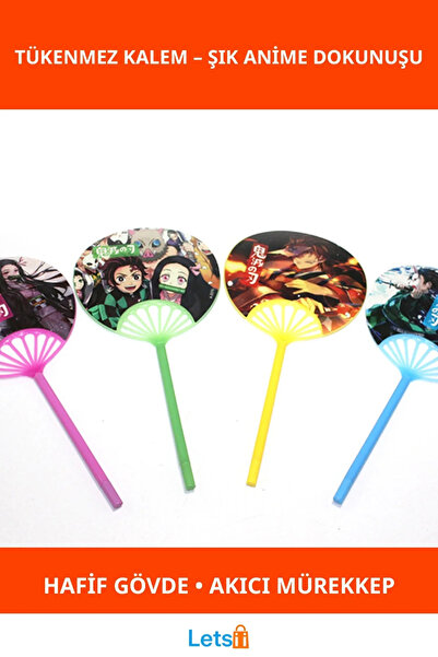 Letsii قلم حبر جاف بتصميم شخصيات أنمي مع مروحة