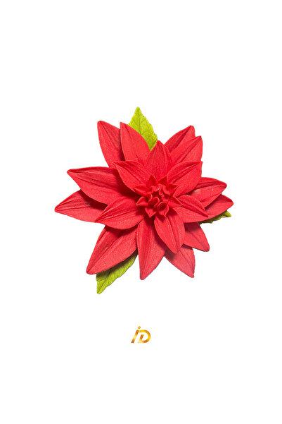 Ingrediente Dulci 2G Impex – Decorațiune din zahăr -8685- Dalie roșie, cu frunze – 1buc.