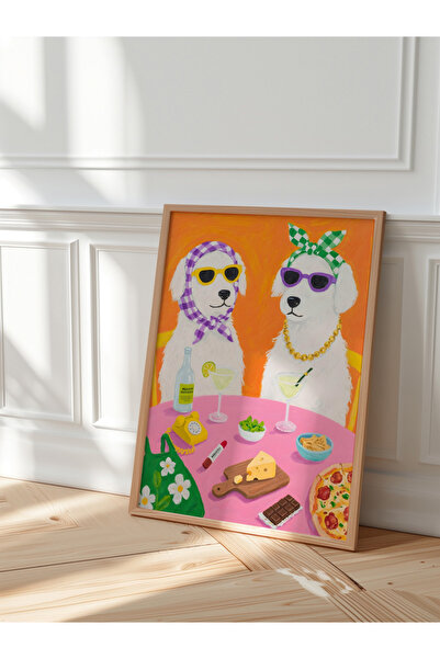Sweetco Çerçevesiz Poster Gossip Dogs | Komik Köpek Temalı Margarita ve Mutfak Duvar Dekoru