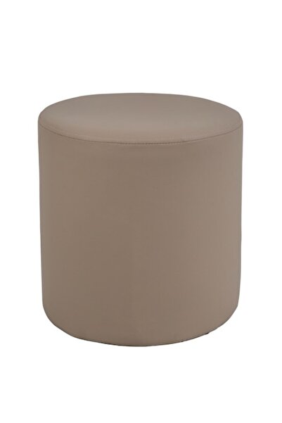QMOBILI Bianca Ottoman, Taupe, Round, -leather, Cylinder Type