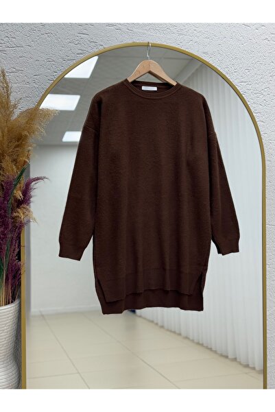 BENAHOLL Ferelle Short Front Long Back Soft Long Tunic-Zi̇6242 Brown