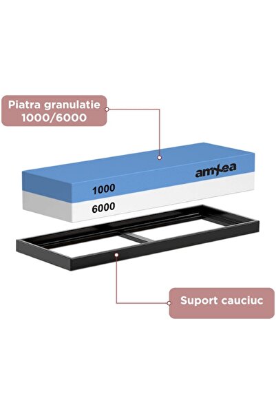 amXea Knife Sharpening Stone 1000/6000, 2 grits, rubber base