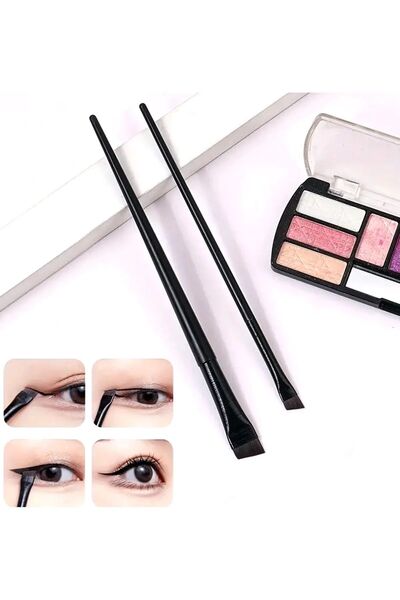 Ultra-İnce Açılı Eyeliner Fırça, 2 Parça Profesyonel Sonuçlar için İnce Nokta Göz Makyaj Aracı
