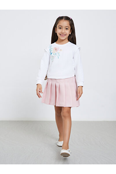 Styli Girls White Floral Print Sweatshirt