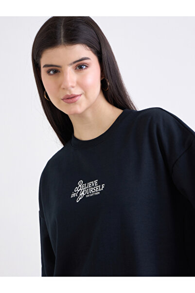 Styli Embroidered Slogan Regular Fit Sweatshirt