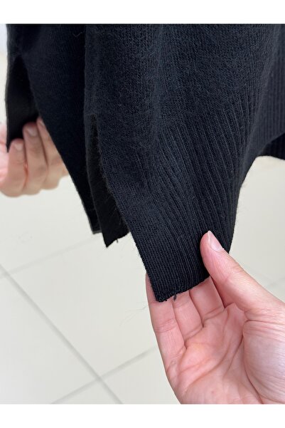 BENAHOLL Ferelle Short Front Long Back Soft Long Tunic-Zi̇6242 Black