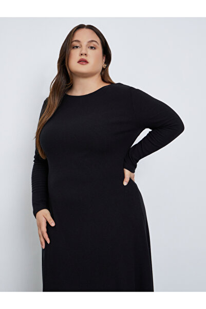 Styli Plus Size Brushed Ribbed Maxi Dress