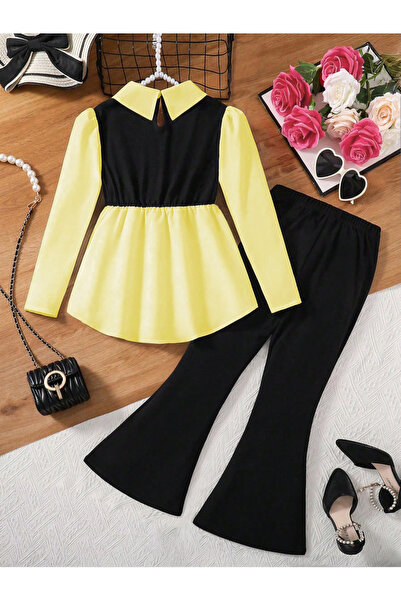 Take Two By Styli Teens Flounce Hem Top and Flare Pants Set