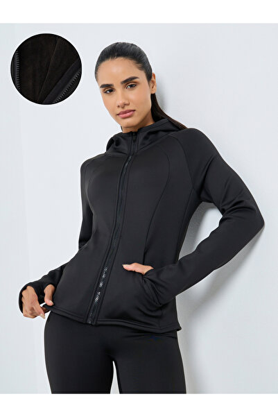 Styli Fleece Thumbhole Zip Up Hooded Jacket