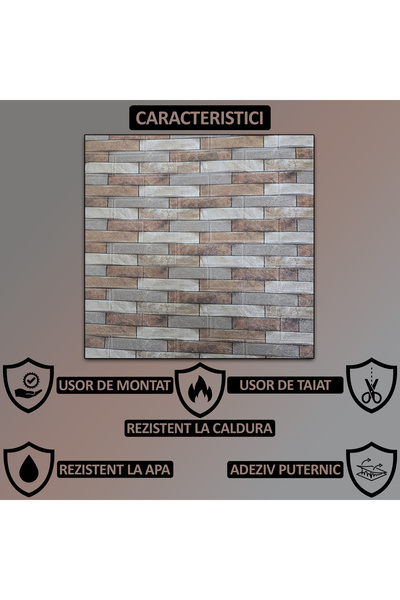NEXTLY 3D Self-Adhesive Wall Panels, Waterproof & Heat-Resistant, 21.2 sqm Coverage, Brown-Grey