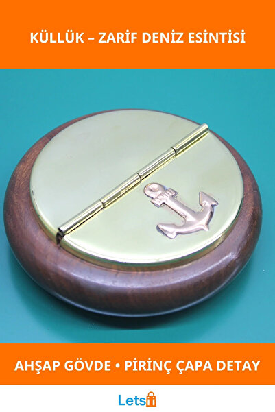 Letsii منفضة سجائر أنيقة من النحاس الخشبي