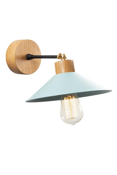 MOİRA شمعدان خشبي طبيعي برأس متحرك مخروطي الشكل مطلي بالمعدن ومفصل واحد باللون الفيروزي KONIKSIVAMA-N-627