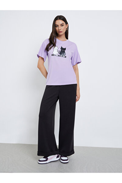 Take Two By Styli Purple Graphic Print Regular Fit T-Shirt