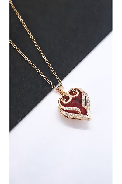Serenity Red Sealed Heart Steel Necklace