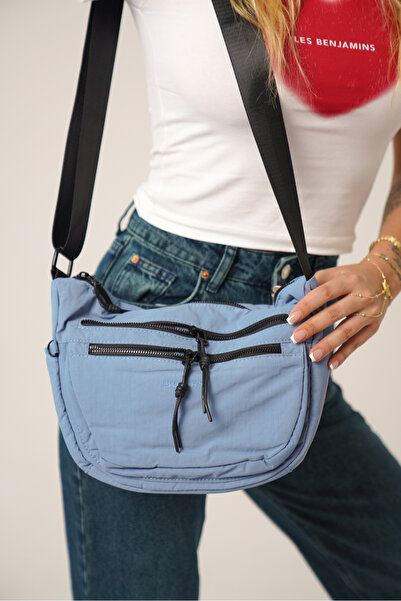 Solo Bag Geantă de damă, albastră, cu mai multe compartimente, impermeabilă, Crinkle Daily Crossbody