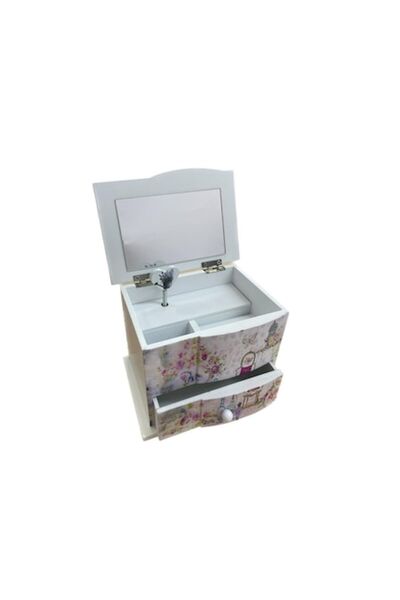 Cadouridiversity - Wooden musical jewelry box, floral print, 15 cm x 11 cm, R...
