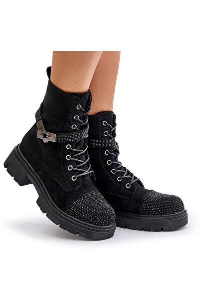 S.BARSKI Botine Izolate Lucrători Cu Decorație Negre HY42-281 40