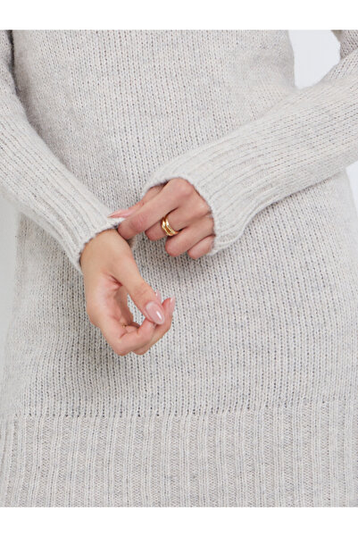 Styli Grey Regular Fit Longline Knit Sweater