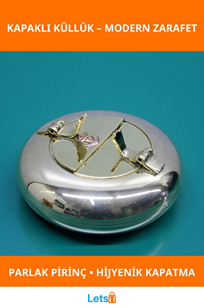 Letsii منفضة سجائر أنيقة بغطاء نحاسي للاستخدام الزخرفي والصحي