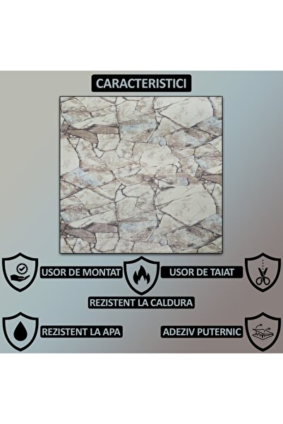 NEXTLY 3D Self-Adhesive Waterproof Wallpaper, Cream, 70x77 cm, 10-Piece Set, Code 7373-23