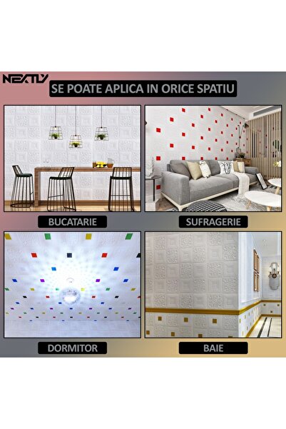 NEXTLY 3D Self-Adhesive Wall/ Ceiling Wallpaper, Waterproof & Heat Resistant, 10 Sheets