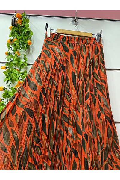 edu collection Patterned Chiffon Boho A-Line Skirt with Lining