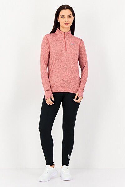 Nike Women Standard Fit Long Sleeve Running Sweatshirt, Heather Red