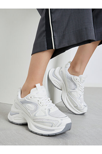 Styli White Lace Up Chunky Sneakers