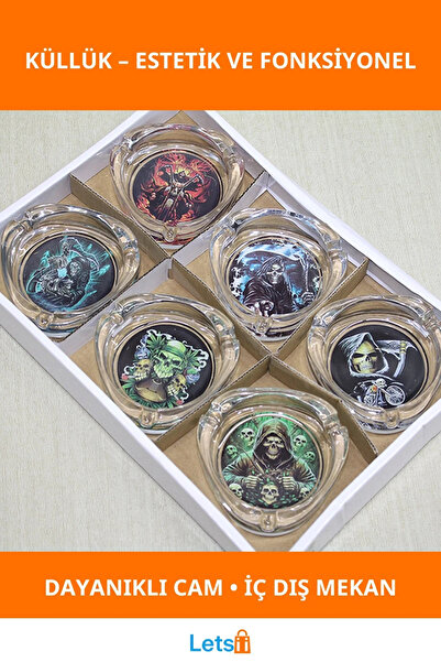 Letsii منفضة سجائر زجاجية أنيقة ومتينة ملونة مطبوع منتجات ديكورية