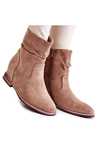 S.BARSKI Cizme de piele de căprioară la modă pe o pană ascunsă Beige Finney 41