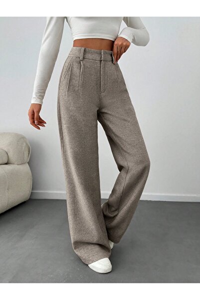 ROAVA kadın Desenli Bol Paça Cepli Pantolon