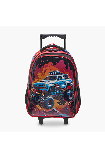 Juniors Vehicles 3-Piece School Trolley Bag Set for Boys 5-8 Years with Lunch Bag and Pencil Pouch