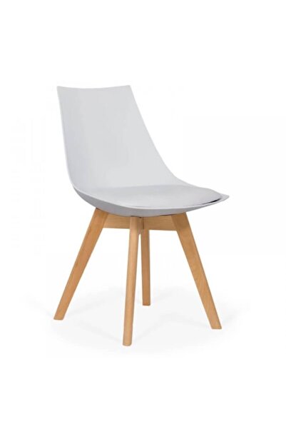 QMOBILI Scaun de masă Arbo alb, corp PP cu șezut din piele ecologică, picioar...