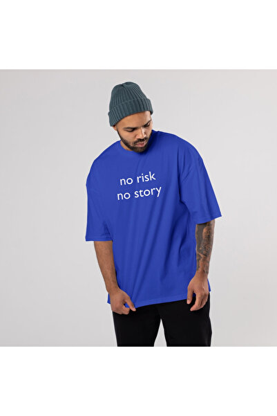 The Lucid Lab No Risk No Story Oversized T-Shirt - Blue