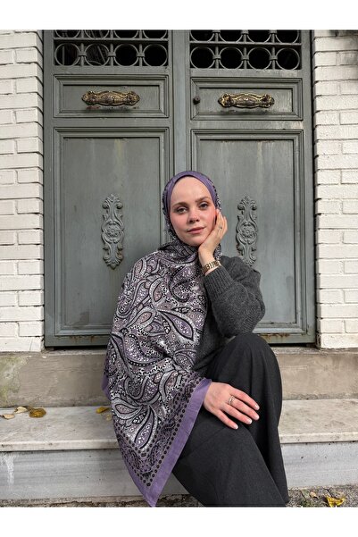 CUOCA LOUNGE Pateh Desenli Lila Bambu Kraş Şal